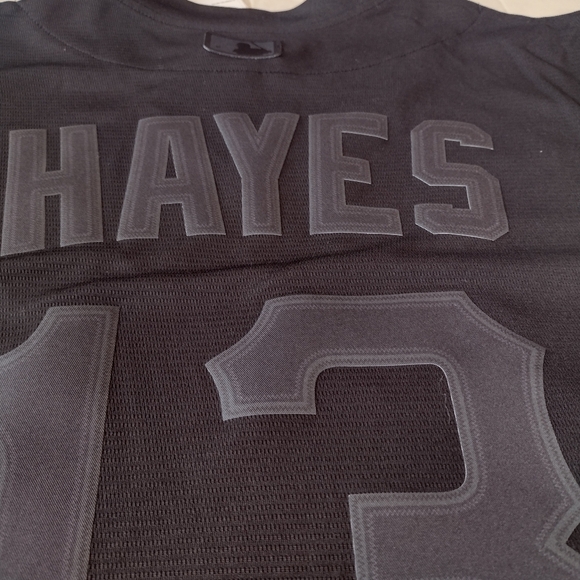 Nike Pittsburgh Pirates Ke'Bryan Hayes Jersey black gray men's size LARGE - Picture 6 of 9